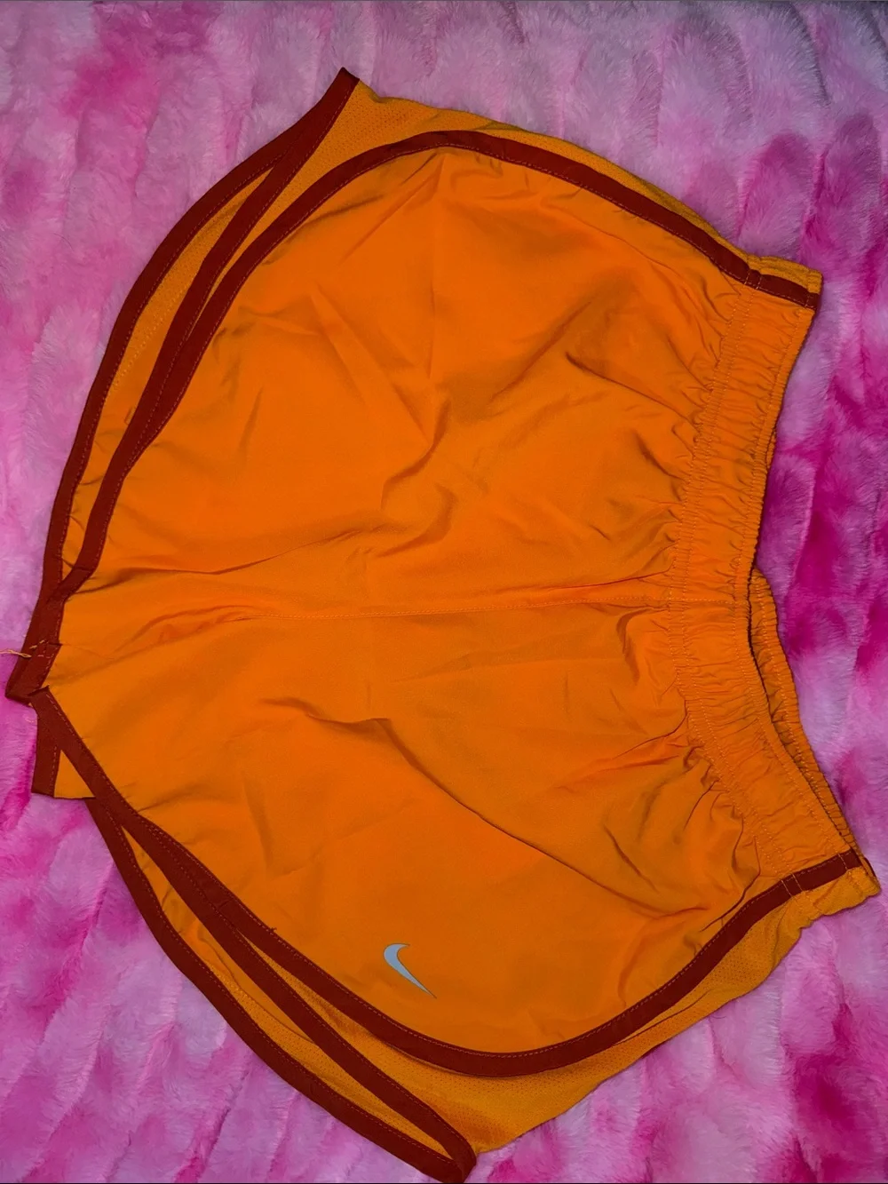Nike Orange Athletic Shorts with Maroon Trim
